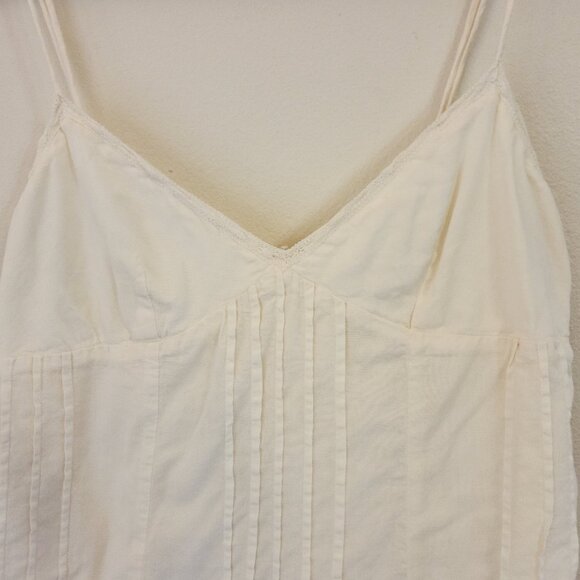 Vtg 90s Baby Doll Mini Tank Dress Lace Pleats Embroidered Women P/S Y2K Wimsy - Picture 4 of 13